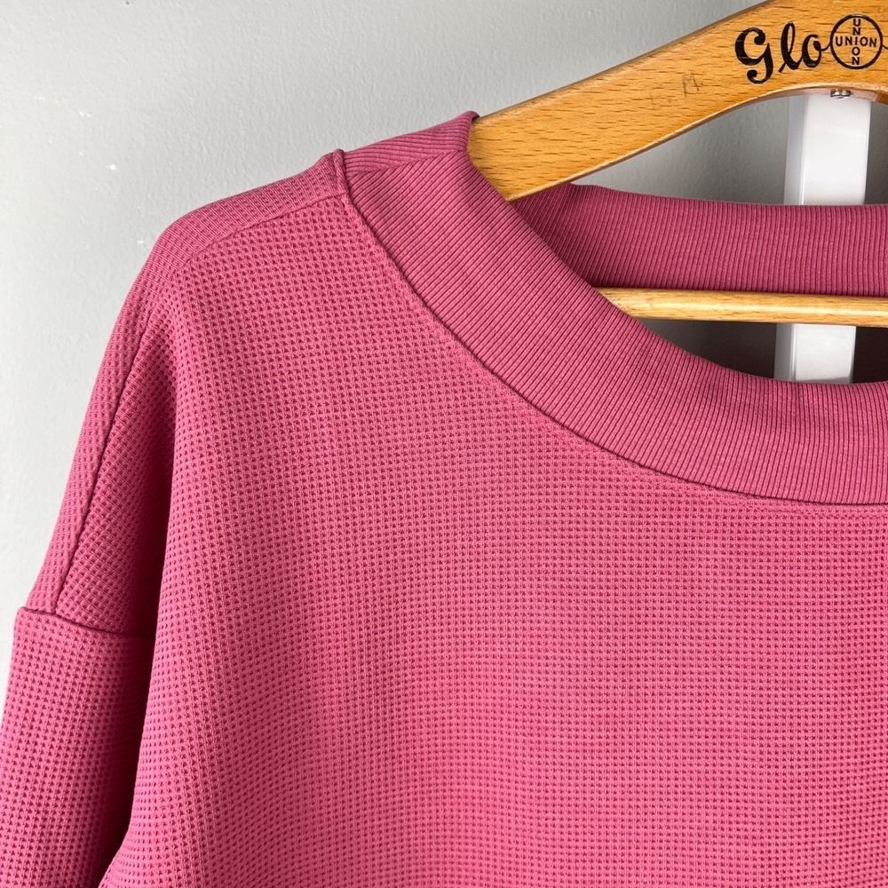 T by Talbots Waffle Knit Activewear Top‎ Womens M Mauve Pink Open Back - Picture 3 of 7